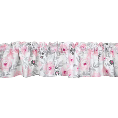 Blossom Pink/Gray Watercolor Floral Window Valance – Lambs & Ivy