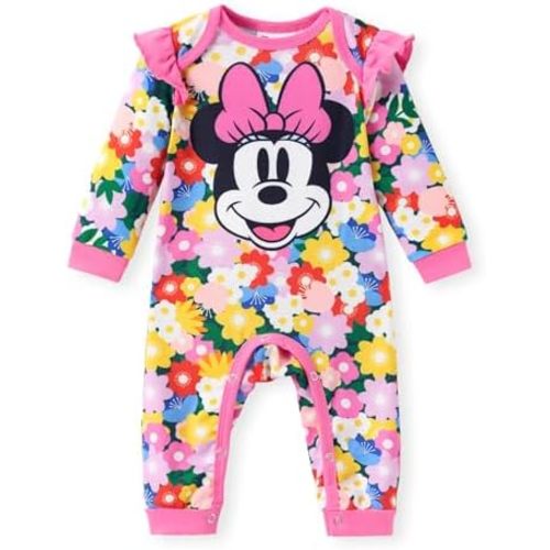 Disney Princess Cinderella Ariel Tiana Minnie Winnie Lion King Baby Girls Boys Ruffle Long Sleeve Romper Newborn to Toddler