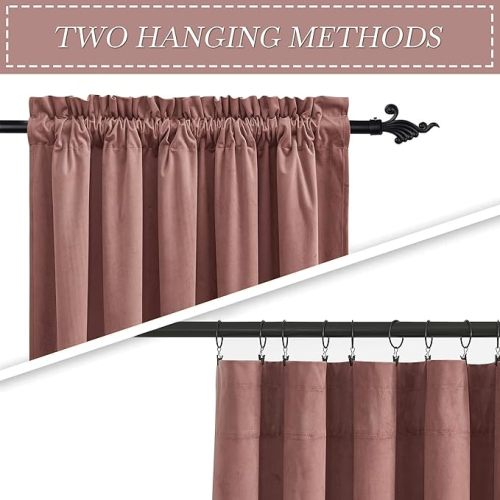 RYB HOME Mauve Velvet Curtains 90 inch Length Room Darkening Large Window Covering Silk Hand Feel Privacy Velvet Vertical Shade for Nursery Playroom Bedroom, W52 x L90 inches,Wild Rose Pink, 2 Panels