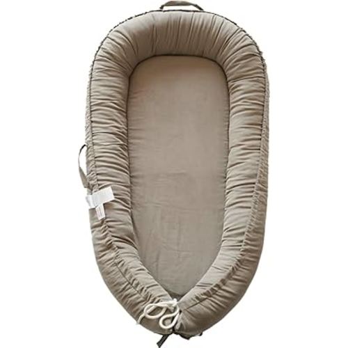 Infant Lounger, Baby Nest Cover for Baby Girls & Boys, Newborn Essentials for Baby 0-12 Months, 100% Cotton Breathable, Portable Travel Bed (Fields of Rye_Corduroy)