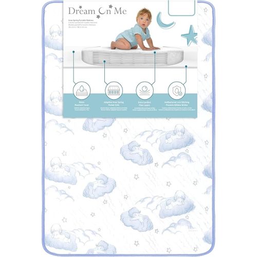 2-in-1 Breathable Pocket Coils Inner Spring Portable Crib Mattress, Greenguard Gold and JPMA Certified, White