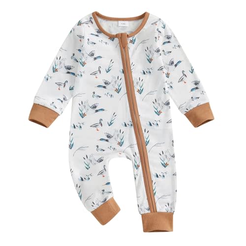 Newborn Baby Boy Girl Clothes Western Cow Print Long Sleeve Romper Jumpsuit One Piece Fall Winter Outfit