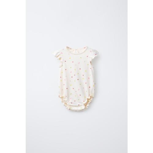 FRUIT RUFFLE ROMPER - Ecru | ZARA United States