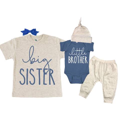 Big Sister/Little Brother Matching Sibling Set. Baby Shower Gift. Take Home Outfit. Matching Sibling Set