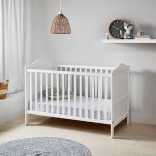 2-in-1 Wooden Cot - White