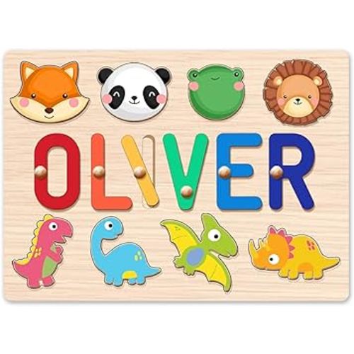 Personalized Name Puzzle for Kids, 1st Birthday Gifts for Girl and Boy, Custom Baby Easter Basket Stuffers, Personalized Baby Toys for 1 Year Old Boy & Girl Nursery Gifts, Montessori Toys…