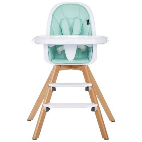 Evolur Zoodle 2 in 1 Baby High Chair, Easy to Clean, Removable Tray, Compact and Portable Convertible High Chair for Babies and Toddlers, Color: Mint
