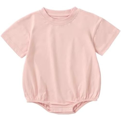 Bafeicao Baby Boy Girl Bubble Romper Organic Cotton Infant Summer Oversized Toddler T-Shirt Bodysuit Short Sleeve