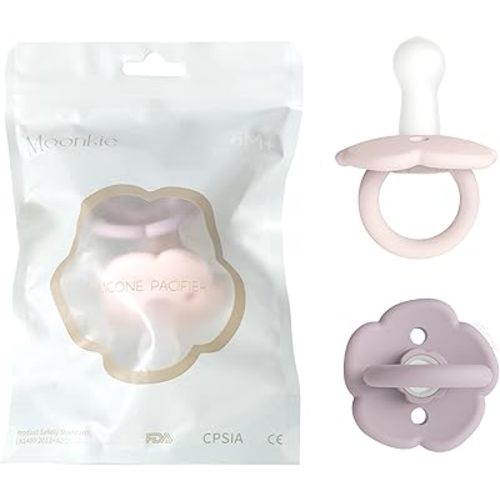 Moonkie Pacifiers Set of 2 | One-Piece Design Baby Pacifier with Large Air Holes | BPA-Free Silicone | Safe for Babies 6 Months+