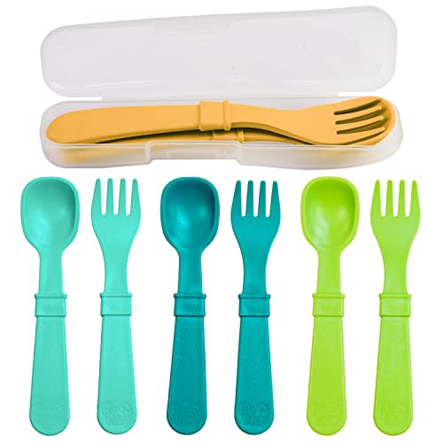 Re Play Made in USA 8pk Toddler Feeding Utensils Spoon and Fork Set, Made  from BPA