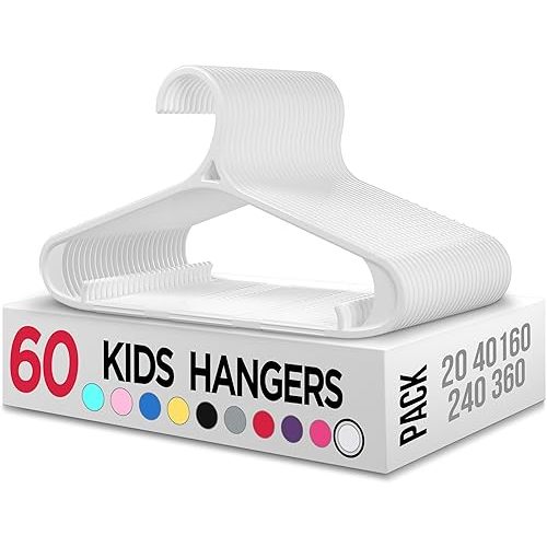 Utopia Home Kids Hangers - 11 Inch Plastic Baby Hangers for Closet - Infant or Childrens Hangers for Clothes 60 Pack (White)
