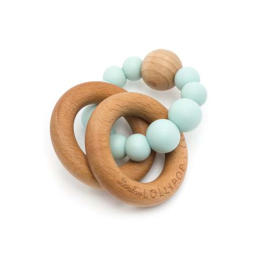 Bubble Silicone and Wood Teether - Mint