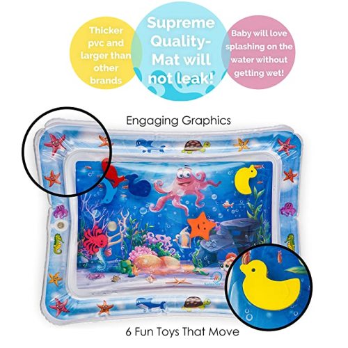 Splashin'kids Inflatable Tummy Time Premium Water mat Infants and Toddlers is The Perfect Fun time Play Activity Center Your Baby's Stimulation Growth - Multicoloured