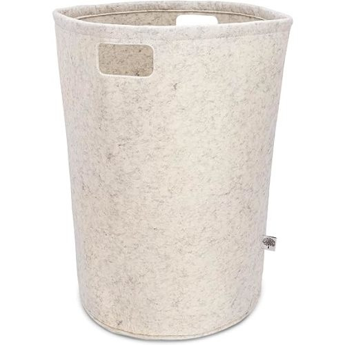 Parker Baby Nursery Laundry Hamper - Large Felt Storage Basket and Baby Hamper for Nursery (White)