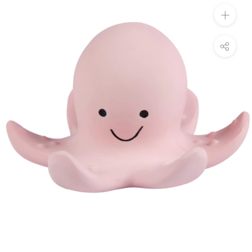 Octopus Organic Natural Rubber Rattle, Teether & Bath Toy