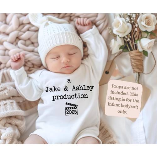 Personalized baby Onesies®, Cinema movie onesie®, a mom and dad production, Pregnancy Baby announcement, parent name onesies®,  Actor gift