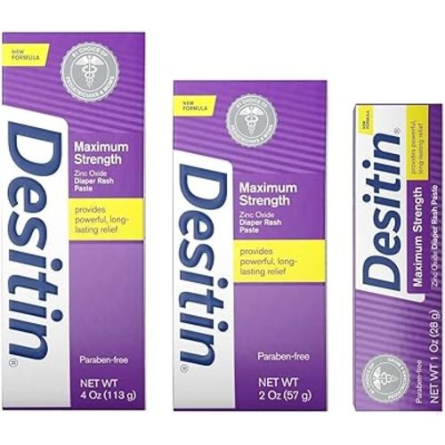 DESITIN Maximum Strength Original Diaper Rash Paste 3-Piece Variety Sizes 4 oz, 2 oz, 1 oz Bundle Pack