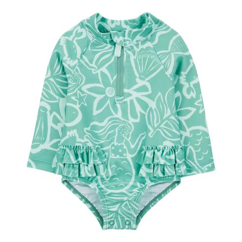 Baby Floral Print 1-Piece Rashguard - 18M - Style,Turquoise