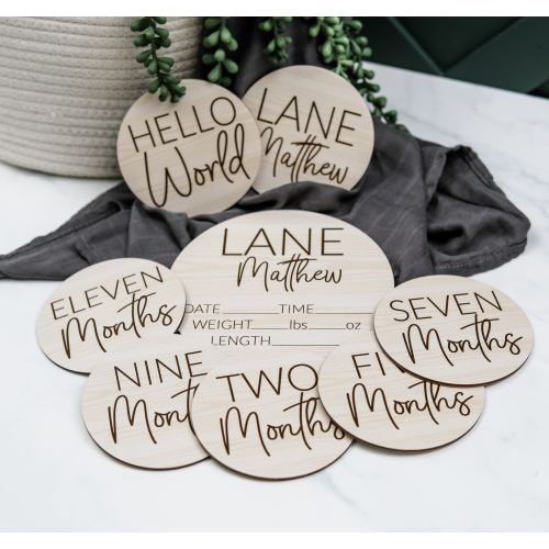 Wooden Milestone Markers, First Year Photo Props, Unique Gift For New Parents, Monthly Age Markers, Birth Stat Sign, Name Announcement