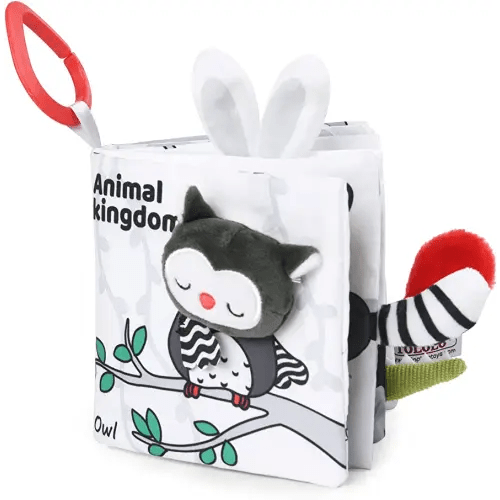 Vicloon Soft Cloth Baby Books, Baby Books 0-6 Months, 3D Black and White High Contrast Soft Cloth Book, Washable Non-Toxic Early Baby Book