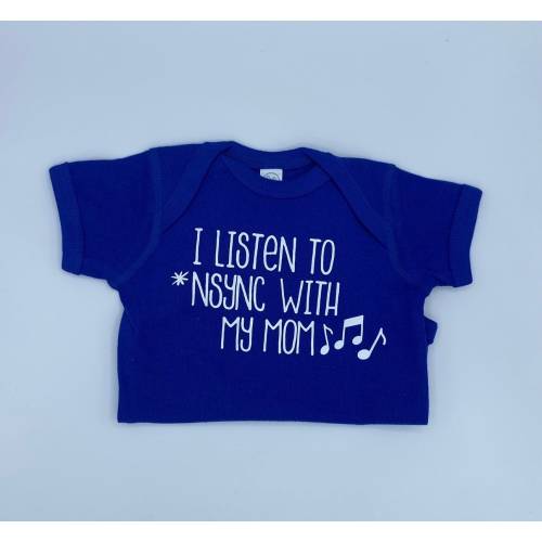 I listen to NSYNC with my Mom baby bodysuit, pop baby, pop music, infant, newborn, new mom, baby shower gift, nsync tour