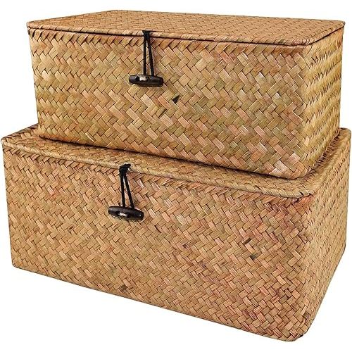 Wicker Storage Baskets with Lid