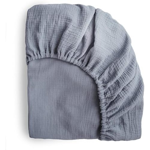 mushie Extra Soft Muslin Fitted Crib Sheet | 192 Thread Count | 28"x 52" (Tradewinds)