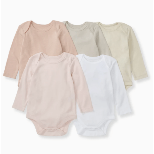 Solid Organic Cotton Long Sleeve Baby Bodysuits 5 Pack - Pink Sand – Burt's Bees Baby