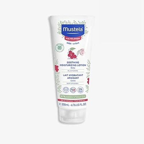 Mustela Baby Soothing Lotion - Moisturizing Body Lotion for Very Sensitive Skin - with Natural Avocado & Schizandra Berry - Fragrance-Free - 6.76 fl. Oz