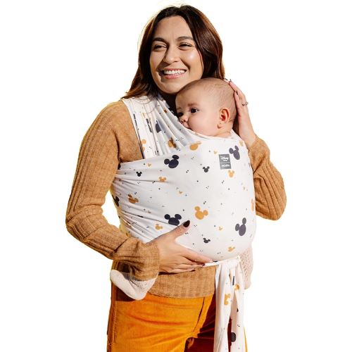 Moby Baby Wrap Carrier Featherknit for Newborns to Toddlers (8-33lbs), Infant Sling Carrier, Lightweight & Hands Free Design, Adjustable for All Body Types (Disney's Mickey Mouse All Ears)