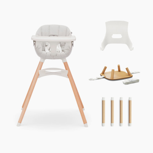 Lalo Infant to Toddler High Chair & Booster Bundle - Coconut, High Chair + Infant Insert + Play Legs + Booster Conversion