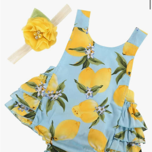Baby Girl's Floral Print Ruffles Romper Summer Clothes