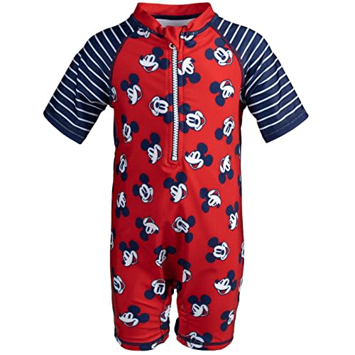 Disney Mickey Mouse Infant Baby Boys Zip Up Swim Sunsuit Red 12 Months