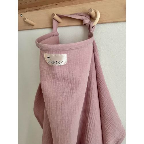Nursing Cover for Baby Breastfeeding & Pumping | Multi Use Car Seat Stroller Cover | Breathable Soft Muslin Cotton | Breast Feeding Apron & Shawl by TISU (Blush)