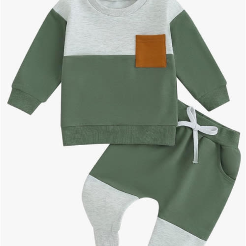 Kupretty Toddler Baby Boy Fall Winter Clothes Color Block Long Sleeve Sweatshirt Pullover Tops + Joggers Pants Outfit Set
