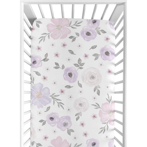 Sweet Jojo Designs Watercolor Floral Mini Fitted Crib Sheet & Reviews | Wayfair