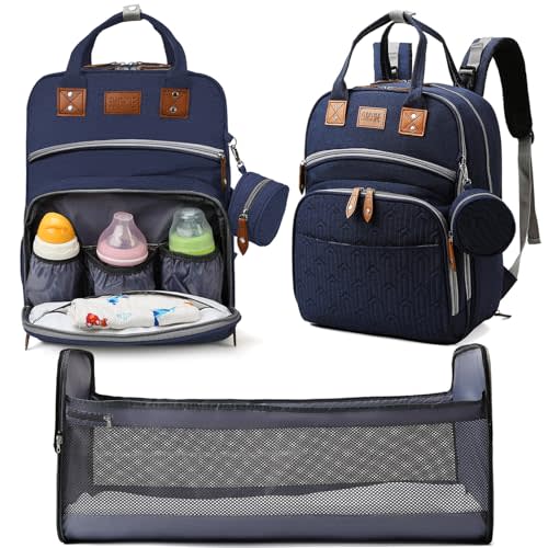 Heegel Baby Diaper Bag Backpack with Changing Station, best baby registry shower gifts, Baby Diaper Bags for Men and Women,Essential Gifts for New Parents of Babies(Dark Blue)