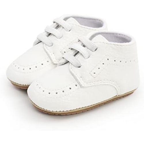 ohsofy Infant Baby Boy Oxford Shoes PU Leather Loafers Rubber and Soft Sole Wedding Dress Shoes Toddler Girl Baby Walking Shoes