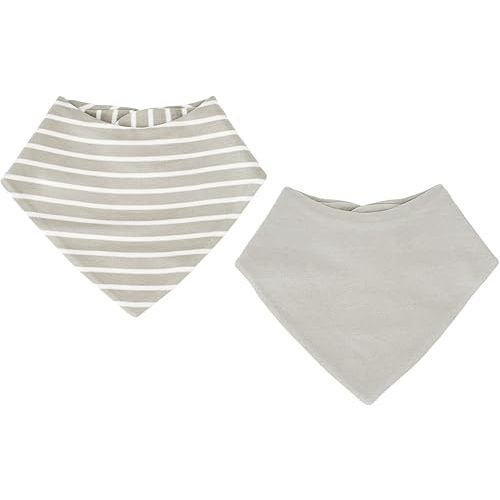 Woolino Merino Wool Baby Bibs - Highly Absorbent Bandana Bib with Cotton Outer Layer and Merino Wool Inner Layer - Pack of 2