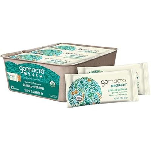 GoMacro Macrobar Organic Vegan Protein Bars - Blueberry + Cashew Butter (2.3 Ounce Bars (Pack of 12)
