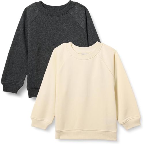 Amazon Essentials Unisex Toddlers and Babies' French Terry Crewneck Sweatshirts, Pack of 2