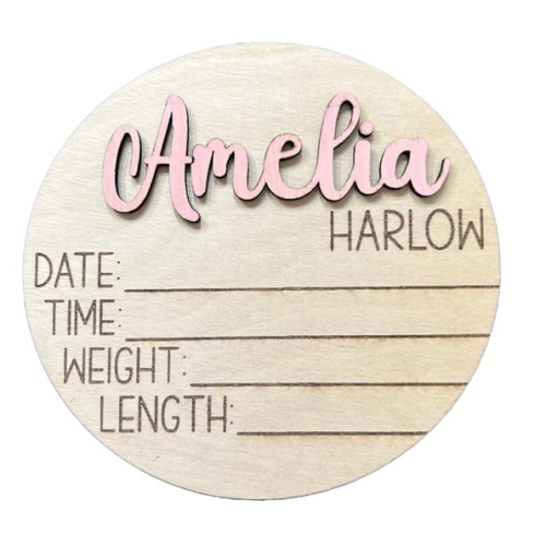 Personalized 3D Newborn Baby Name Announcement with Stats, Custom Baby Name Hospital Photo Prop, Many sizes, 12 Font Options, 30 Colors