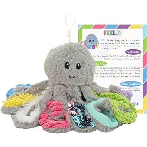 Mini Sensory Octopus Plush Toy, Travel-Size Fidget Plush for Special Needs and Sensory Fun