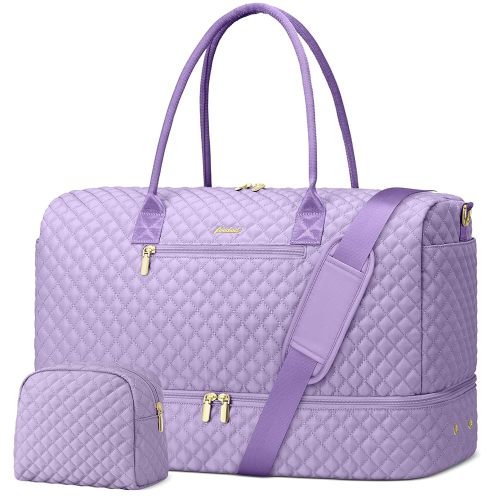Travel Bag Weekender Bags for Women - Carry on Overnight Bag with Shoe Compartment Duffle Bag with Laptop Pocket Light Purple