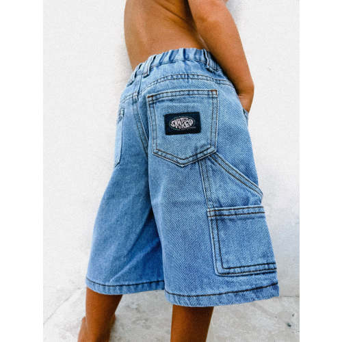 SS Skate crew baggy denim short - Groms - Vintage Blue