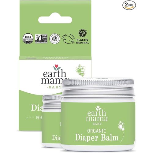 Earth Mama Organic Diaper Balm 2-Ounce | Diaper Cream for Baby | EWG Verified, Petroleum & Artificial Fragrance-Free with Calendula for Sensitive Skin (2-Pack) - 2 Fl Oz (Pack of 2)