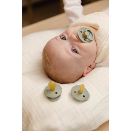 BIBS Pacifiers Colour Collection | Natural Rubber Baby Pacifier | Round Nipple | Set of 2 BPA-Free Soothers | Made in Denmark | 0+ Months (Pack of 2) | Ivory