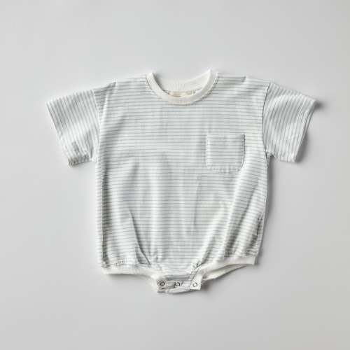 Cory Pocket Romper in Blue Stripes | Baby and Toddler | WinnieandCrew.com – Winnie + Crew