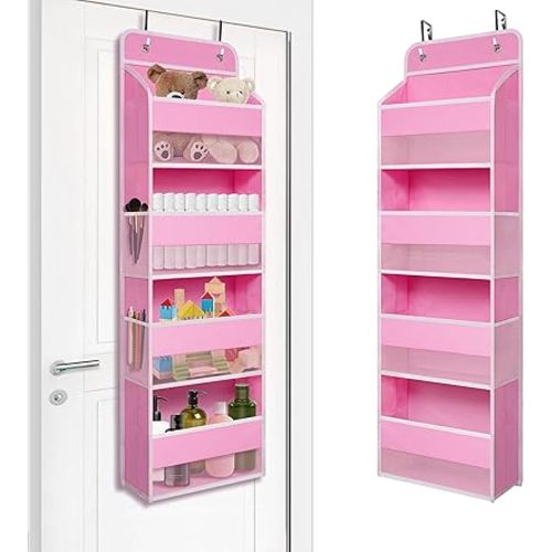 Over The Door Hanging Organizer 4 Large Pockets Pink