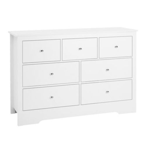 VEVOR 7 Drawer Dresser, Wooden Chest of Drawers with Sliding with Anti-tip Device, Modern Minimalist Dresser Chest, Closet Storage Organizer, White